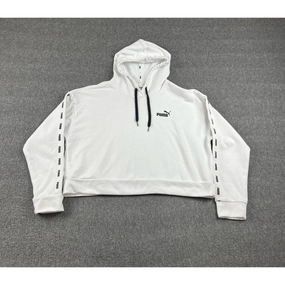 Puma Womens Cropped‎ White Hoodie Womens Sz Medium